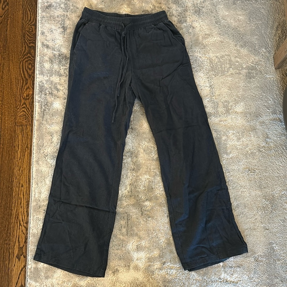 FOREVER 21 DRAW STRING LINEN BLEND PANTS